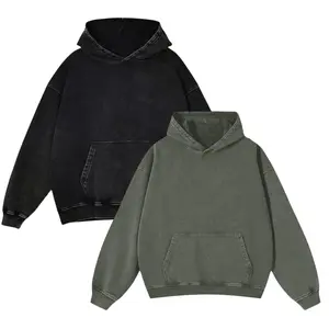 2 Pack Acid Wash Hoodie Oversized Vintage Unisex Heavy Weight Hoodie with Pockets for Men Women Couples Distressed Look 60% Cotton 40% Fabric Casual Long Sleeve
