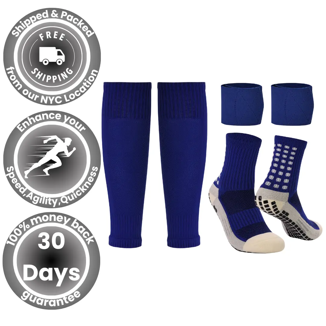 Grip Socks, Leg Sleeves & Shin Guard Straps (BLUE)