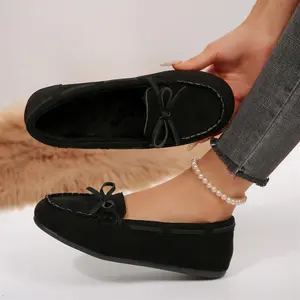 Women's Loafers Trendy Slip-on Women's Slippers Warm And Durable Flat Heel Indoor Outdoor Home Shoes with Rubber Sole