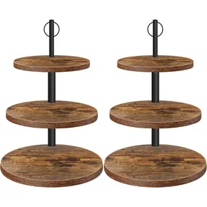 Cupcake Stand, 3 Tier Cake Stands Rustic Dessert Table Display Set Wood Cupcake Cake Stand Tiered Tray Stand for Wedding Birthday Baby Shower 2 Pack