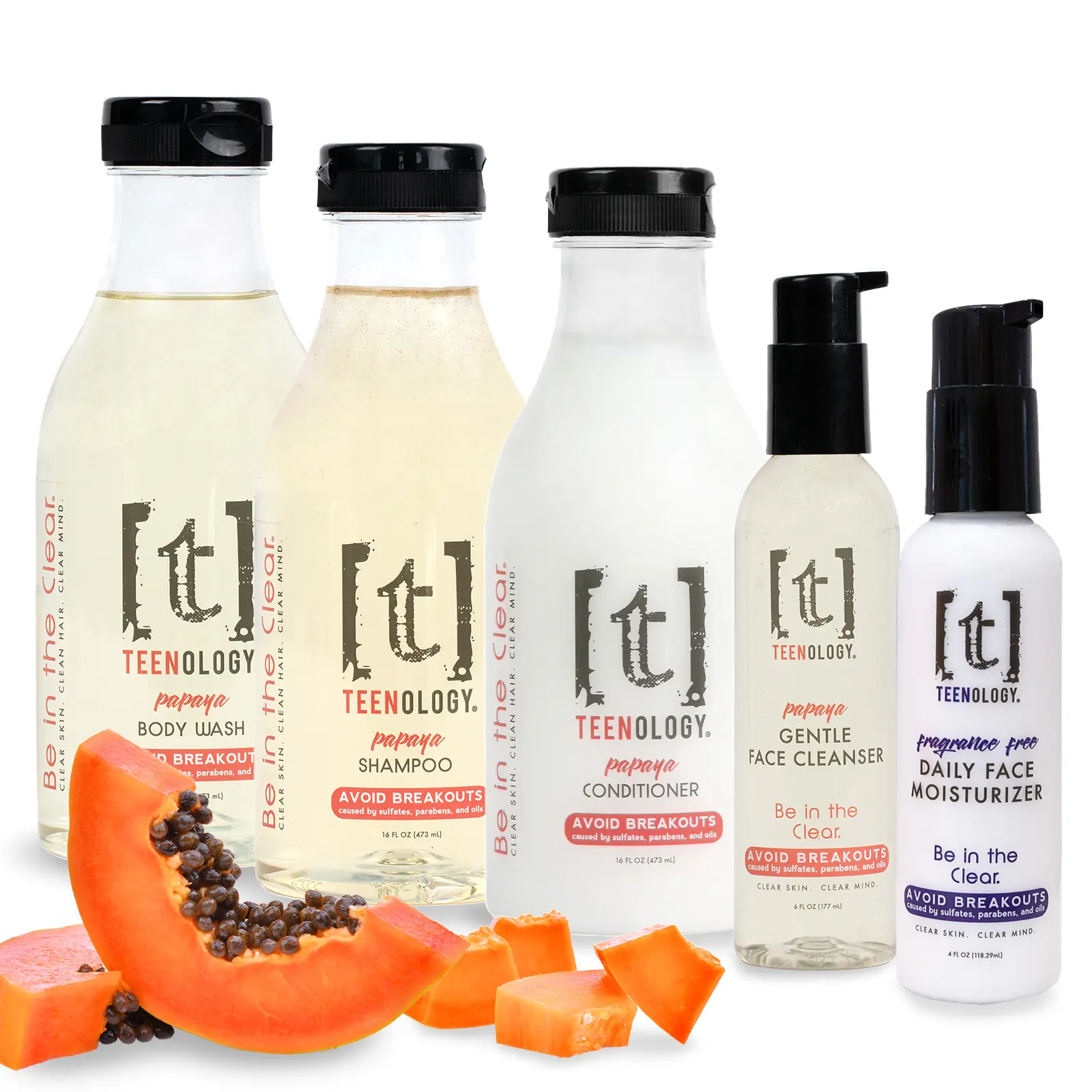 Acne Total Body Care Kit | Shampoo + Conditioner + Body Wash + Face Cleanser + Face Moisturizer | Save 25% - Avoid Acne and Breakouts – No Sulfates or Parabens or Pore-Clogging Oils, Noncomedogenic, Dermatologist Recommended