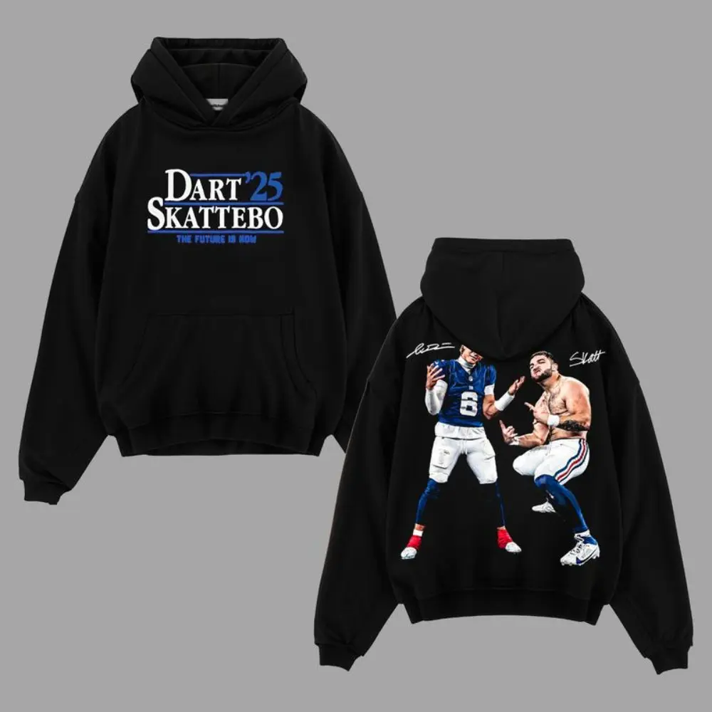 Cam Skattebo and Jaxson Dart Giants Nation Outfit V2 Cotton Hoodie T-Shirt (Made In US), Houdini, Jaxson Six Fans Outfit, Big Blue Game Day Outfits, Gift For Football Fans, Football Graphic Tee