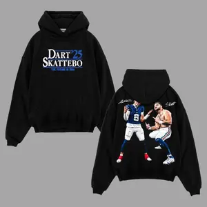 Cam Skattebo and Jaxson Dart Giants Nation Outfit V2 Cotton Hoodie T-Shirt (Made In US), Houdini, Jaxson Six Fans Outfit, Big Blue Game Day Outfits, Gift For Football Fans, Football Graphic Tee