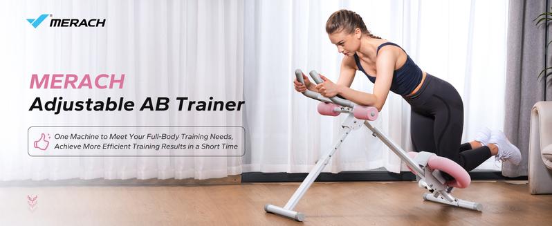 MERACH Adjustable Ab Trainer Machine LCD Monitor Foldable Abdominal Exercise Equipment Core Trainer Workout for Body Buttocks Shaper Fitness Equipment