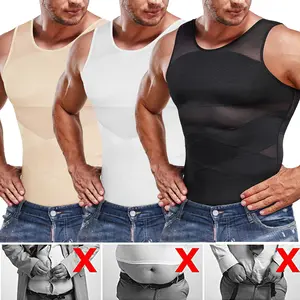 1-2 Pack Mens Body Shaper Tank Top Abdomen Compression Vest Shirt Men Tigh Chest Tummy Undershirts Men Shapewear- Change in Seconds