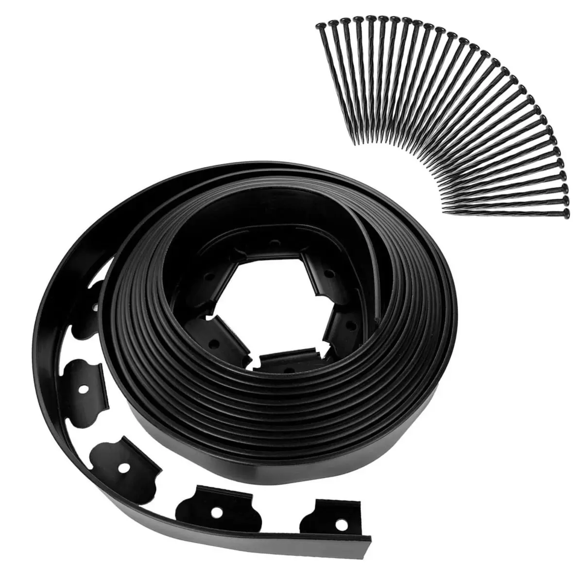 Fresh Fab Finds FFF-GPCT4238 32.8 ft. No-dig Landscape Plastic Garden Border Edging Kit with 30 Stakes, Black - One Size