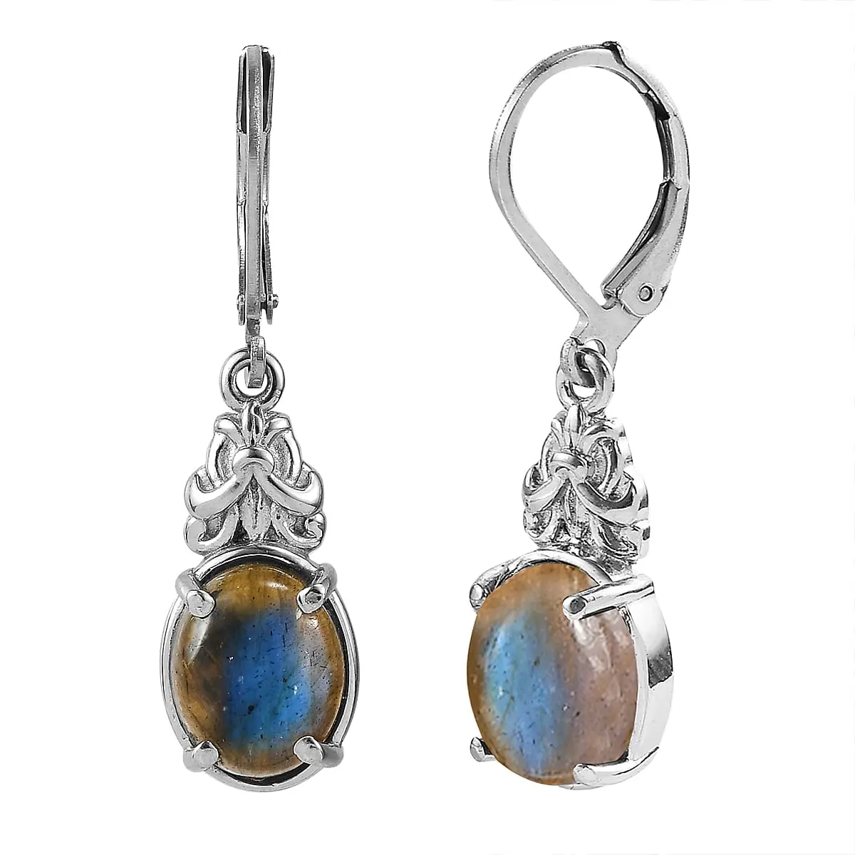EverTrue Malagasy Labradorite Earrings in Stainless Steel 6.50 ctw