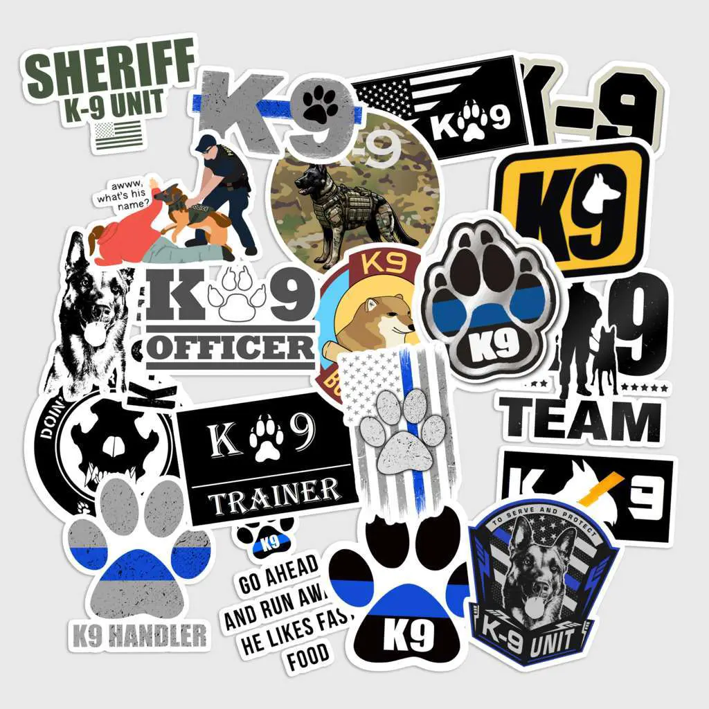 Sticker Pack 20 pcs Police K9 Stickers, Working Dog Unit Vinyl Decals ...