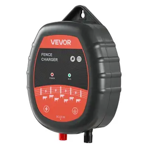 VEVOR Electric Fence Charger 10kV 1J AC DC Electric Fence Energizer 1.86 Miles Range