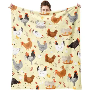 Chicken Blanket, Chicken Pattern Throw, House warming gift, Fun and Cute Flannel Soft Warm Blanket for Sofas and Chairs