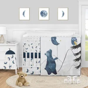 Sweet Jojo Designs Woodland Bear Owl Boy Girl Unisex/Gender Neutral Baby Crib Bedding Set Infant Nursery Room BreathableBaby Breathable Mesh Crib Liner Blanket Fitted Sheet 6p Celestial Sky Watercolor