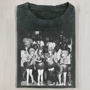 Doki Doki Literature Club T Shirt, DDLC Crossover Meme Tee, Dark Anime Graphic, Acid Wash Oversized Streetwear, Viral TikTok Merch