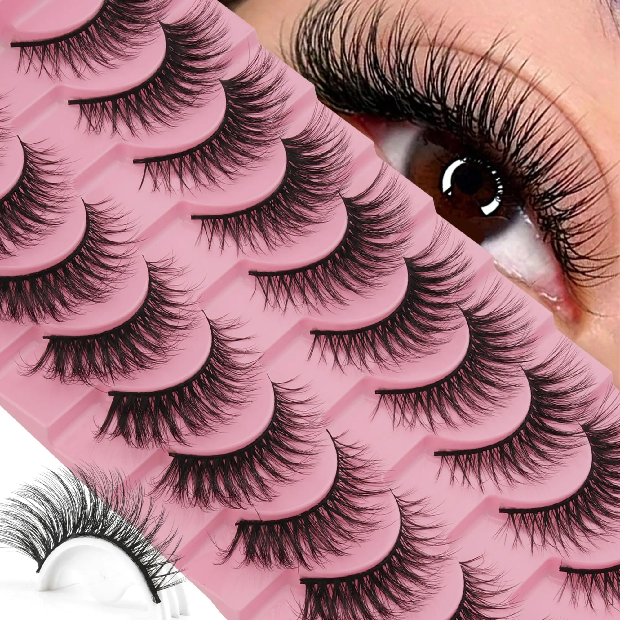 10 Pairs Cat Eye False Eyelashes, Durable Base, Soft & Fluffy, One-Piece Design, Ideal for Beginners, Beginner Friendly Lashes, Natural Look, All Occasions
