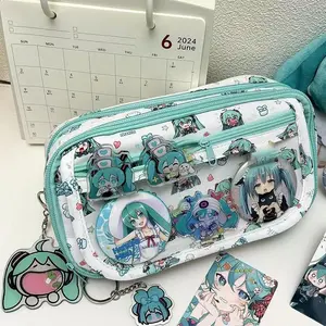 Cartoon Cute Hatsune Miku Pencil Case Pouch Pencil Pouch Large Capacity 3 Layer School Supplies Pencil Case Storage Bag Gift