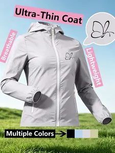 Womens Hooded Skin Coat with Line Butterfly Print Loose Slim Fit Comfortable Breathable Lightweight QuickDrying SkinFriendly for Daily Commute Casual Outings Outdoor Trips Multiple Colors AllSeason Versatile Jacket Coat