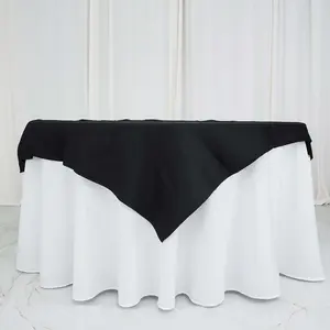 100% Cotton Square Table Overlay 54"x54" Black Linen - Soft & Breathable Table Topper