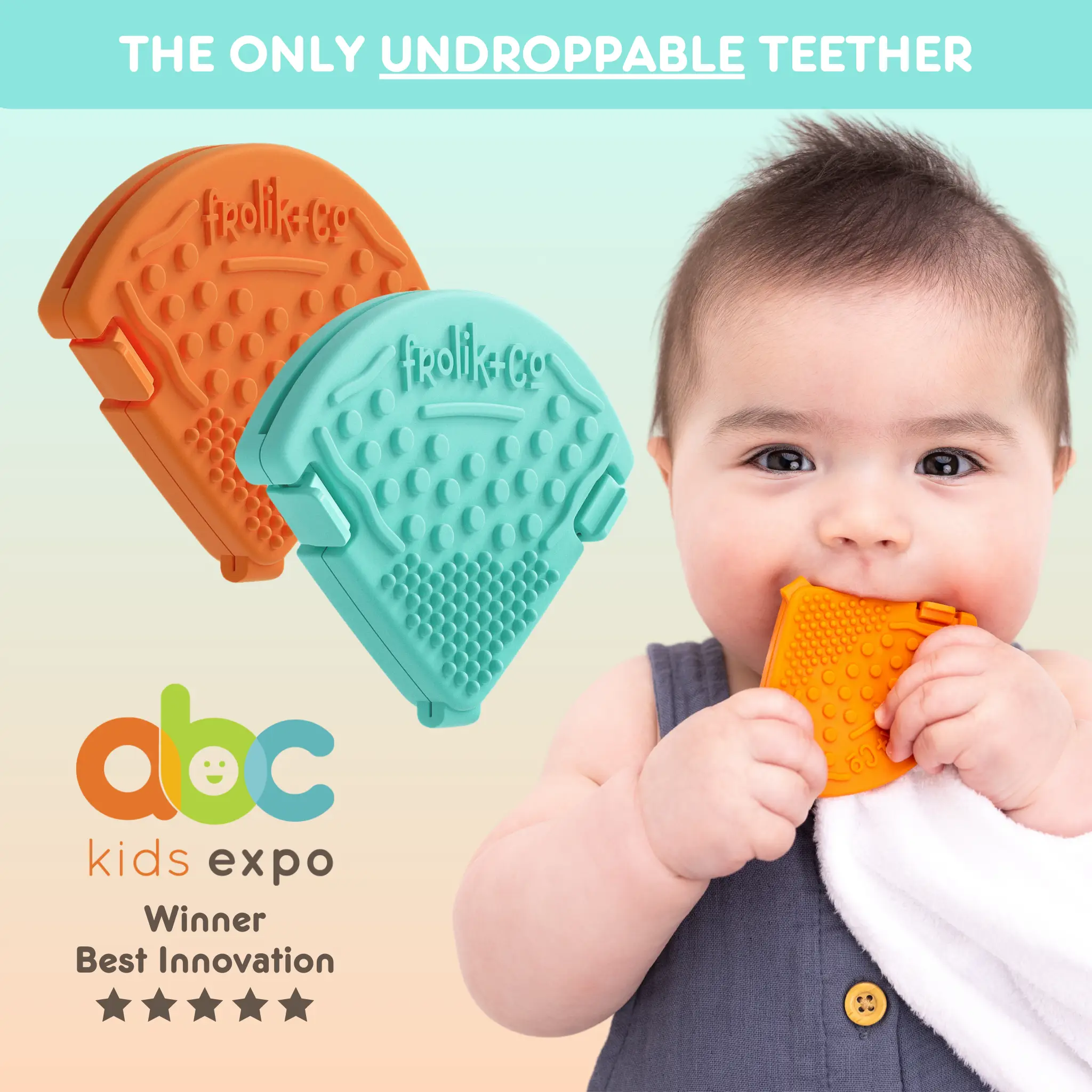 Frolik+Co Toothi Baby Teethers - 2 Pack BPA Free for 0+ Months - Dishwasher, Freezer, Sterilizer Safe Infant Teething Relief - Perfect Baby Gift