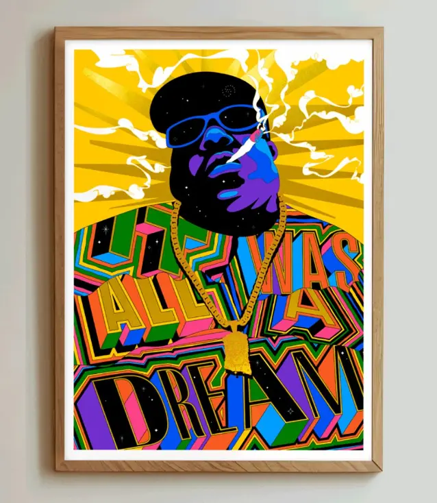 Biggie Smalls Poster – Retro Hip-Hop Wall Art, Colorful Rap Legend Decor
