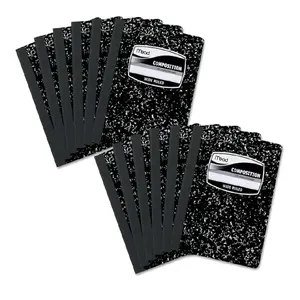 Mead Composition Notebook, 12 Pack, Wide Ruled Paper, 7-1/2" x 9-3/4", 100 Sheets per Comp Book, Black Marble (72936)
