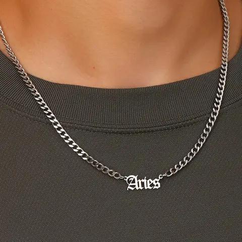 Punk Style Gothic Witch Jewelry 12 Constellation & Letter Design, Fashion Jewelry for Party, Daily Clothing Decor, Trendy All-match & Exquisite Jewelry for Birthday Gift, Letters Necklace, Stainless Steel Necklaces, Witchy Jewelry