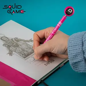 Official Netflix Squid Game Guard Pen, Interactive Slideable Head, Symbol Switch, Licensed Player 456 & Dalgona, Cool Fidget Pen Gift
