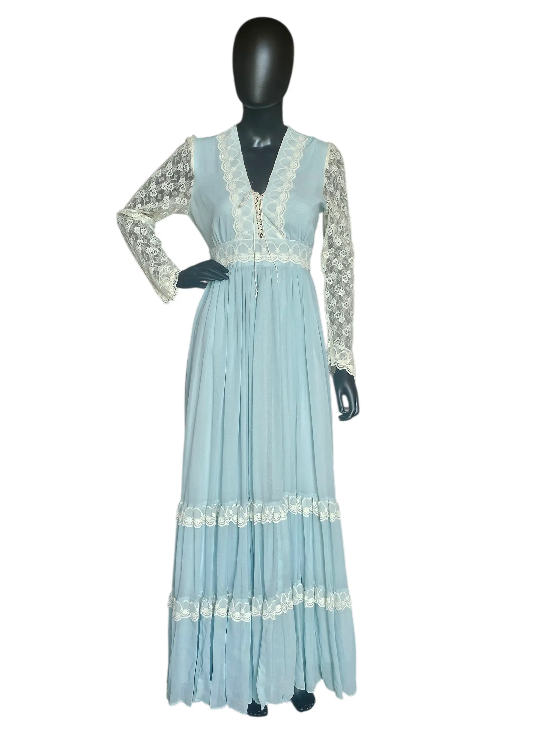 Vintage 70's Blue Prom Prairie Style Maxi Dress - Gunne Sax - TikTok Shop