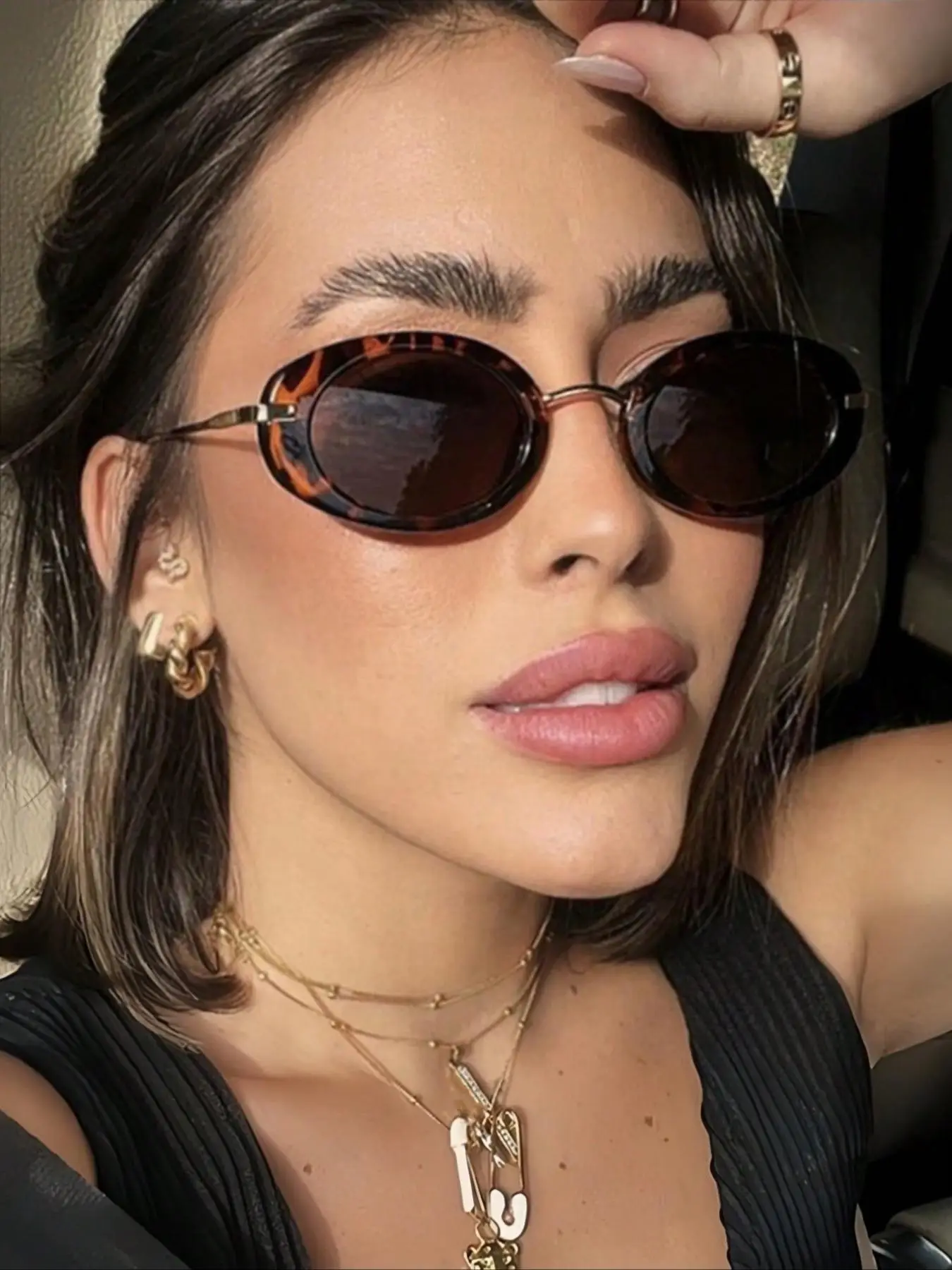 Retro Small Oval Frame Women Glasses, Vintage Trendy Glasses for Everyday Use, Fashion Accessories for Outdoor Activities