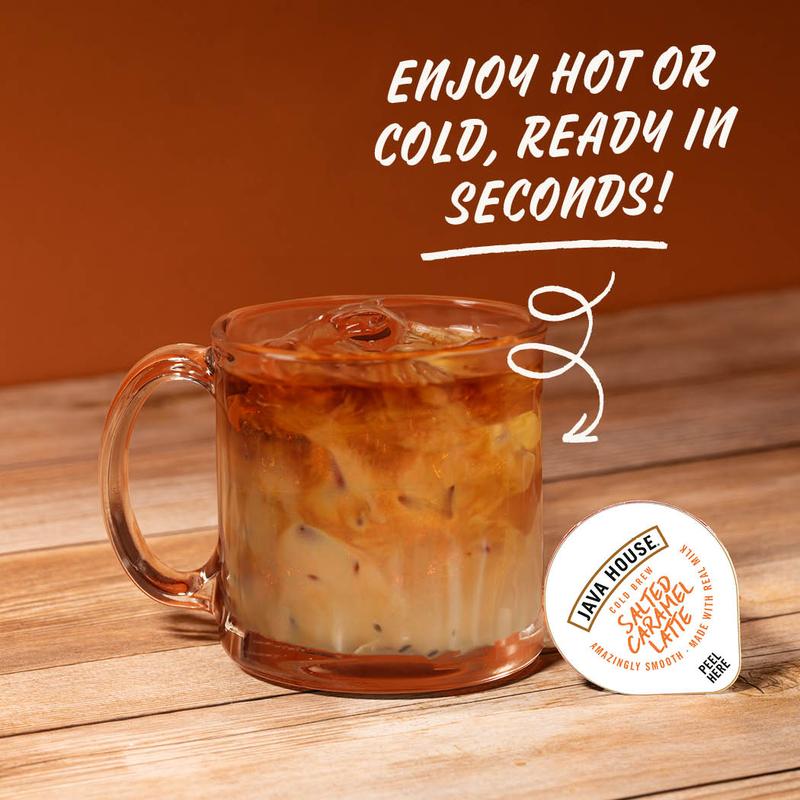 Java House Cold Brew Latte Coffee Concentrate Single Serve Liquid Pods by Java House, Peel and Pour (Pack of 12, Salted Caramel Latte)