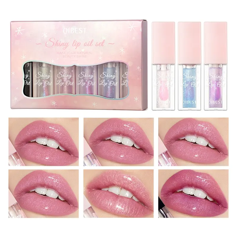 Pearlescent pH Changing Lip Oil 6 Colors Non Sticky Hydrating No Lip Lines Long Lasting Glitter Finish Lip Care