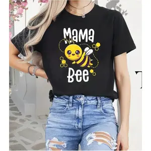 100%cotton Mama Bee Shirt Family Bee Shirts First Bee Day Outfits T-Shirt Top Summer Graphic Womenswear