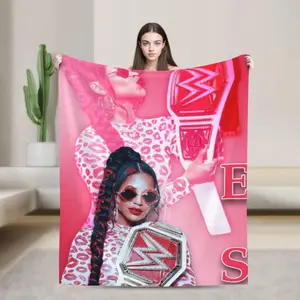 Bianca Belair Blanket, Super Soft Throw Blanket For Wrestling Fans, Cozy Flannel Blankets, Warm Blankets For Couch Sofa Bed, Christmas Gift,Gift For Men & Women, Vintage Blanket, Wrest Blanket