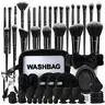 Women's 65Pcs Nylon Brush Set Cosmetic - 25Pcs Premium Tools, Washbag, Eye Beauty Items, Sponges, Cleaner, Powder Puff, Facial Kits (Single Item Large Makeup Brush Sets & Kits)