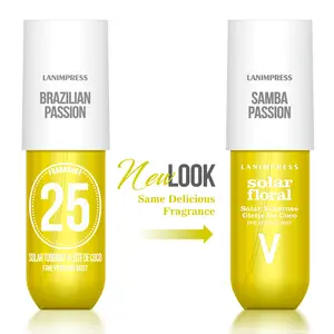 LANIMPRESS Samba Passion Body & Hair Fine Perfume Mist 3.0 FL.OZ Solar Floral Notes Fragrance Spray Solar Tuberose & Gleite De Coco Flavor Long Lasting Scent Perfect Gift Or Day Use for Women Travel Size