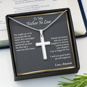 Fathers Day Gifts for Father-In-Law, Father In Law Birthday Gift, Father In Law Gift, Father In Law Cross Necklace, Christmas Gift