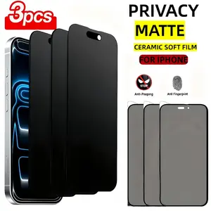 3 Matte Privacy Ceramic Screen Protectors for iPhone 17 Pro Max/air/16 Pro Max/16 Plus/15/14/13/12/11, Edge Protection, Anti-Scratch, Easy Install