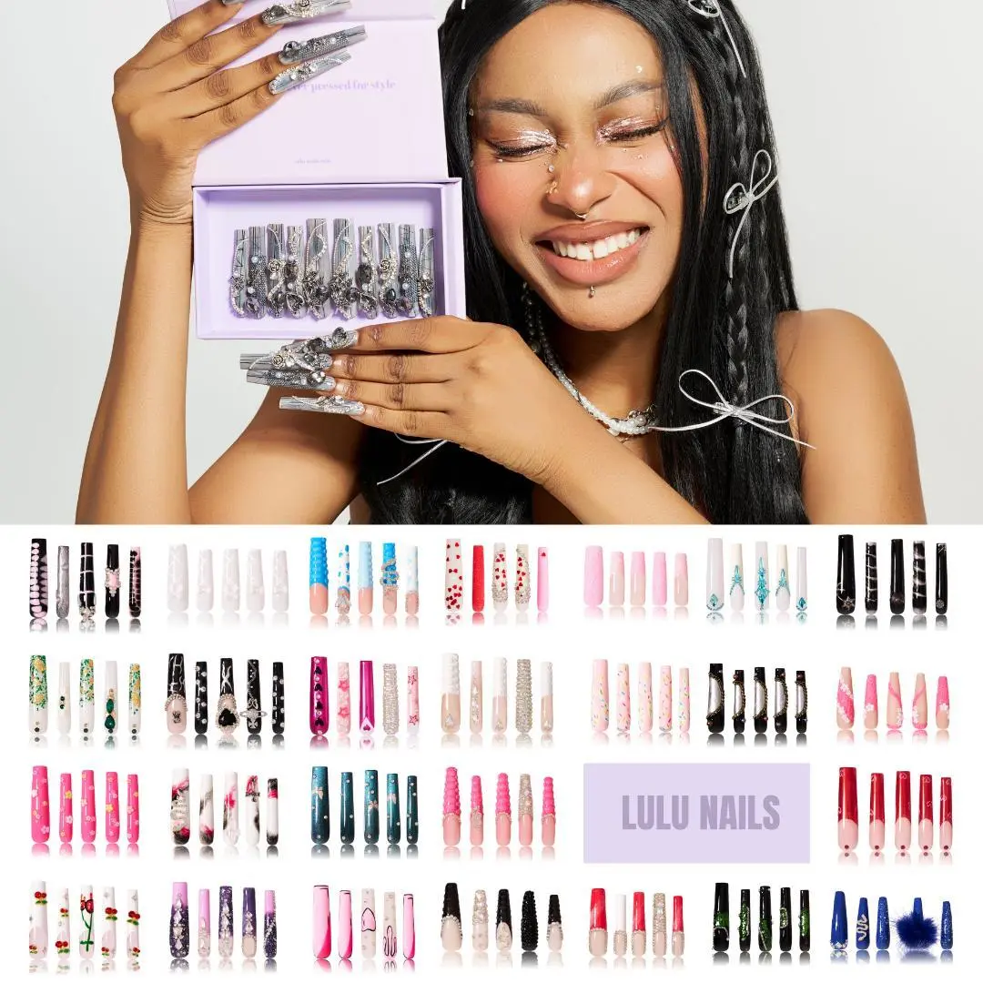 Lulunails Coffin Nails — 10 Pcs Long Nails Y-Series, Acrylic Press-On Nail Arts