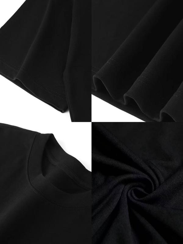 Minimalist Style Casual Cotton Short Sleeve Letter Print "Stay Sober" T-Shirt for Men Black Fabric Menswear