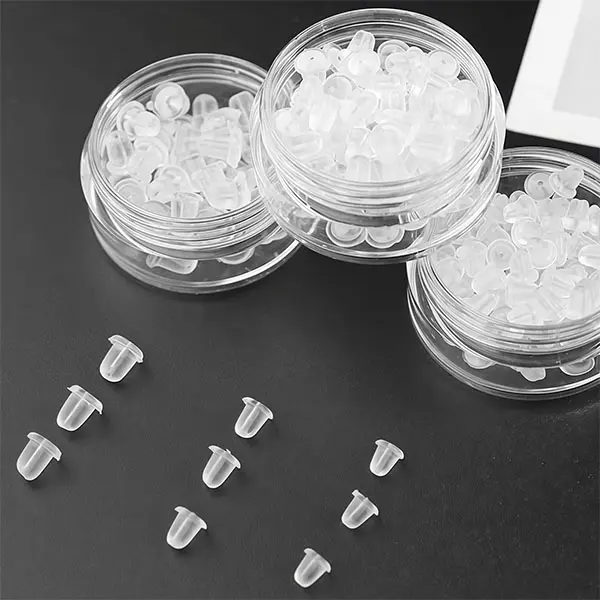 60 Pcs Multi-Size Transparent Waterproof Unisex Silicone Earring Backs for Studs, Secure Locking Stud Replacements, Ear Guards