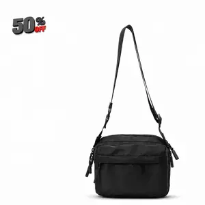 Minimalist nylon crossbody bag, unisex — lightweight, waterproof everyday shoulder bag with multiple pockets