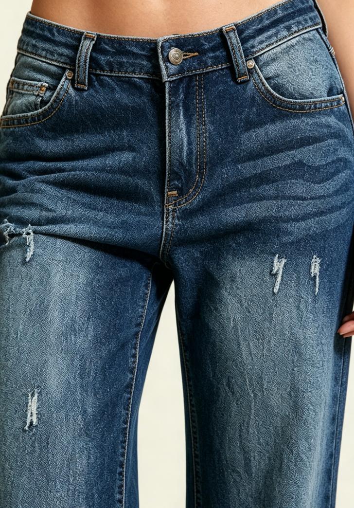 High Waisted Dark Wash Wide Leg Jeans | Baggy & Distressed Style women's jeans #highwaistedjeans #widelegjeans #tiktokmademebuyit #denimfashion Womenswear Bottom Pants