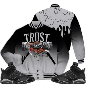 Cap And Gown 6s Outfit Varsity Jacket, Trust No One Drip T-Shirts Matching Sneaker Streetwear Baseball