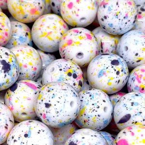 The Splatter Paint Effect Acrylic Beads | Paint Bubblegum Beading 20mm Random Mix