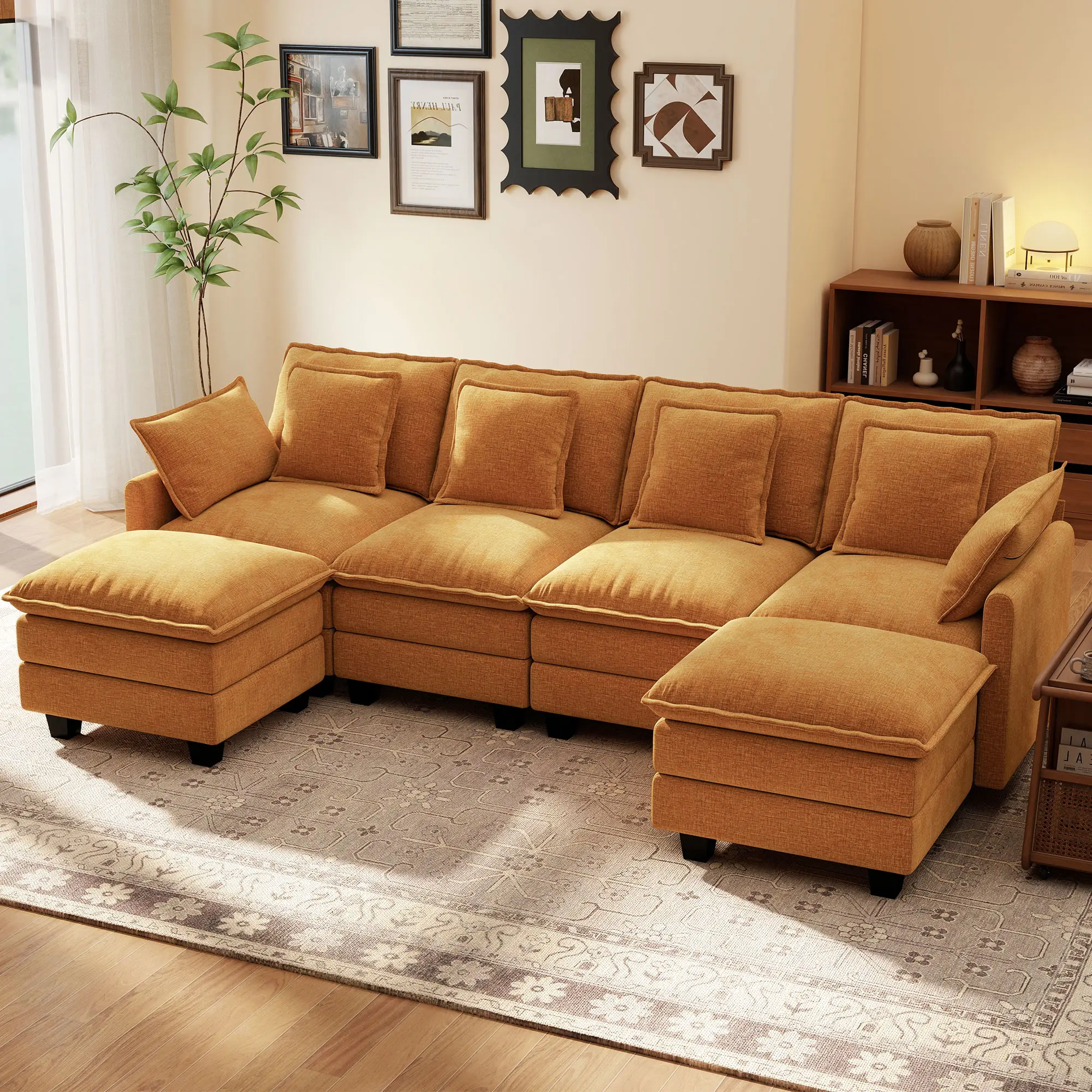GuroMagicSofa 58–146 Inch "Mini Cloud" Modular Sofa – Deep-Seated Sofa with Cushions and Removable, Washable Pillows; Suitable for Living Rooms, Bedrooms, and Apartments