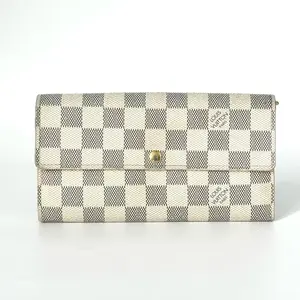 Pre-owned Louis Vuitton Damier Azur Canvas Long Wallet, Base 19cmN22777537