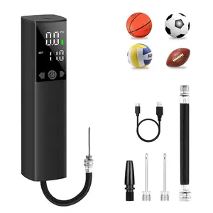 Electric Ball Pump, Smart Air Pump Portable Fast Sports Ball Inflation with Precise Pressure Gauge and Digital LED Display, Automatic Mini Smart Ball Pump for Football Basketball Volleyball Soccer Football, USB Rechargeable(2 Pin and 1 Spout)