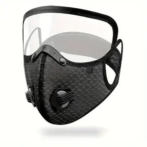 Name 1/2 Piece Detachable Face Mask Reusable with Exhalation Valve Transparent Eye Shield Mouth Filter for Outdoor Anti-Dust Men Women Polyester Material