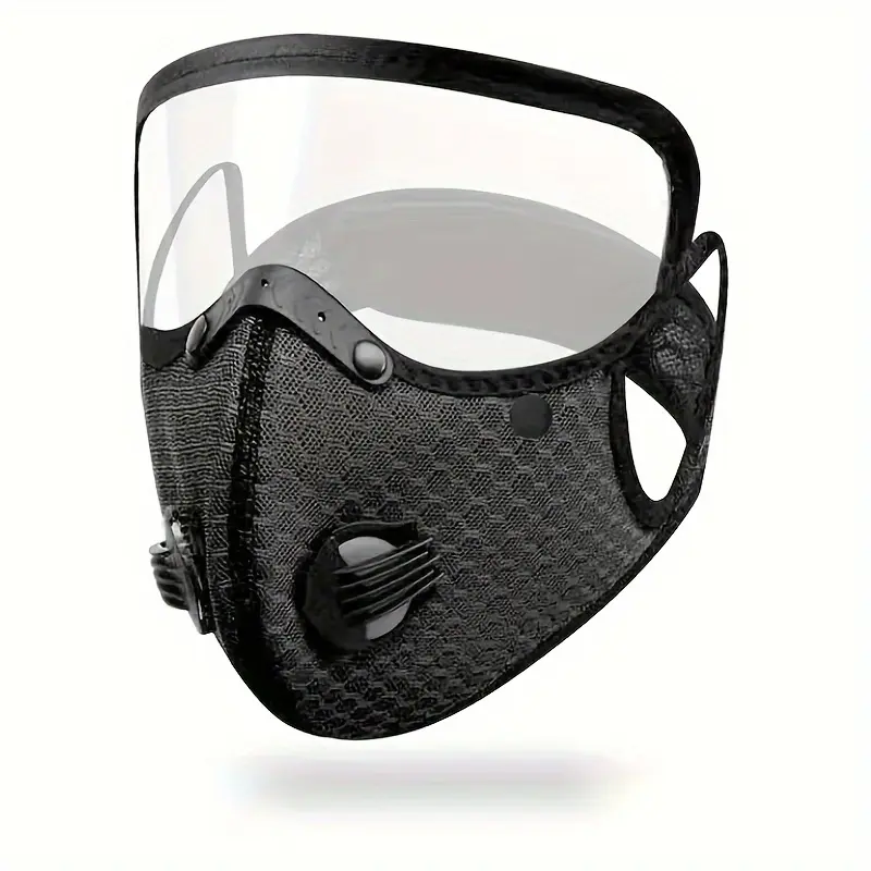 Name 1/2 Piece Detachable Face Mask Reusable with Exhalation Valve Transparent Eye Shield Mouth Filter for Outdoor Anti-Dust Men Women Polyester Material