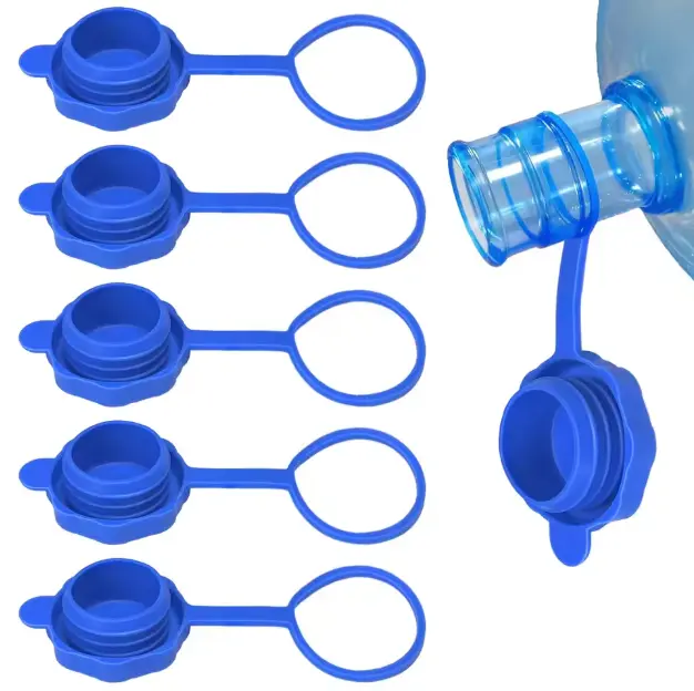 3 & 5 Gallon Water Jug Cap Reusable, Food Grade Silicone Replacement Gallon Caps for 55mm Standard/Screw/Crown Tops Water Bottle and Water Dispensers, Non-Spill Lids for Anti-Splash, Leak Free (5PCS)