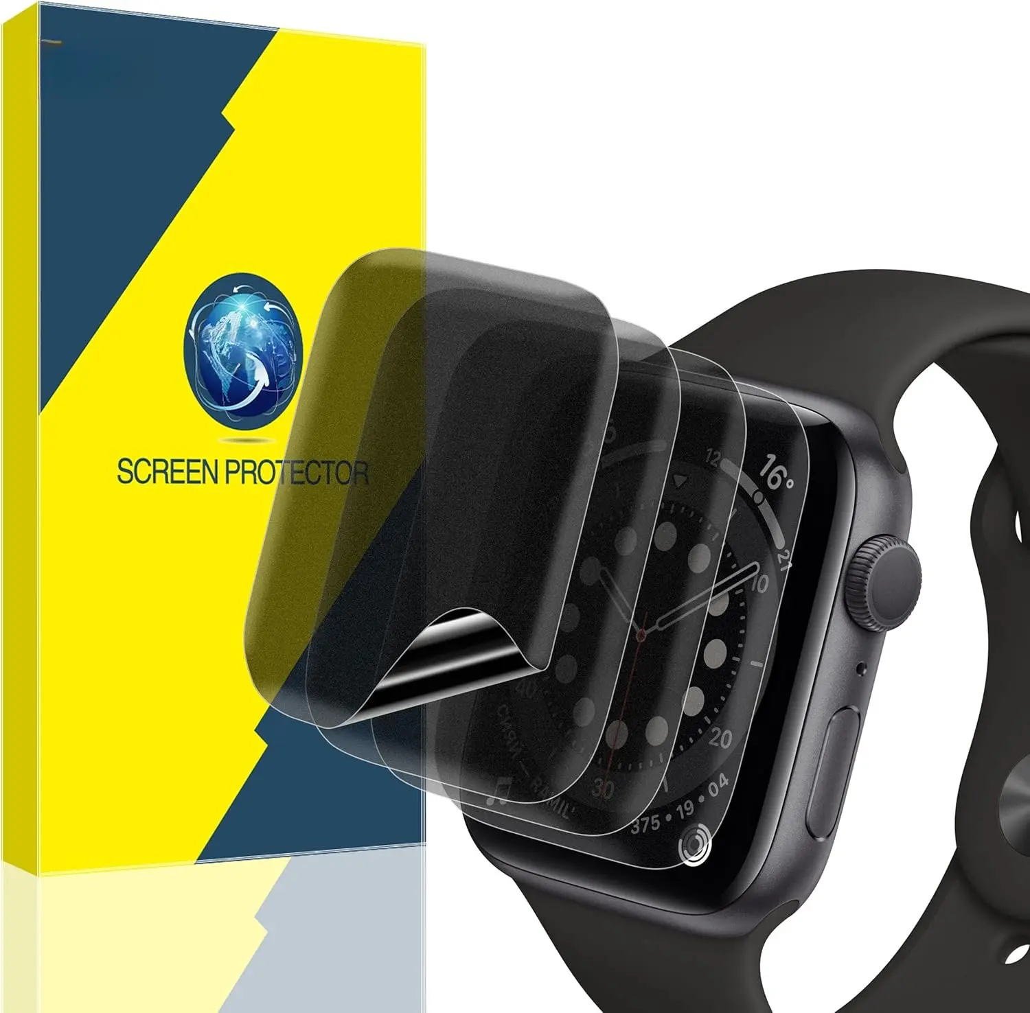 [ 4 Pack  Screen Protector Compatible for  Watch 44mm SE Series 6/5/4, [Upgrade Anti-Spy Film] Soft Anti-Scratch Film