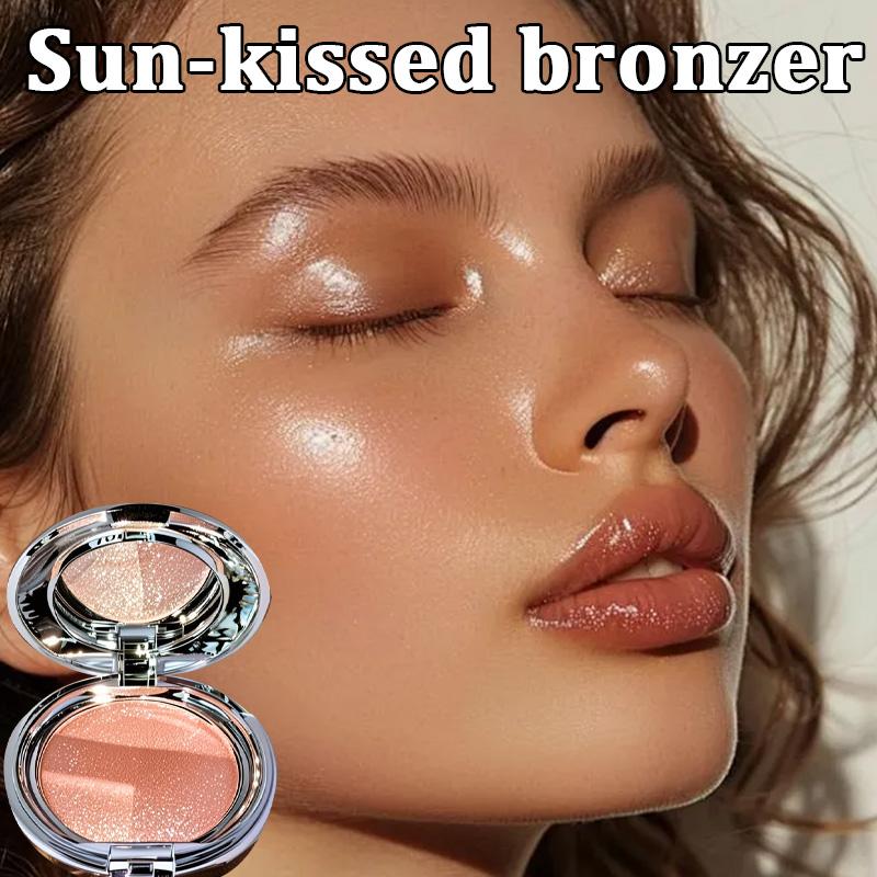 Fall Highlighter Trio Palette with Diamond Shine & Pearlescent Glow | Creamy Blend Formula, Long-Lasting, Non-Sticky & Smudge-Proof in Rose Gold Case | Great for Halloween Parties, Autumn Gatherings & Holiday Events！！